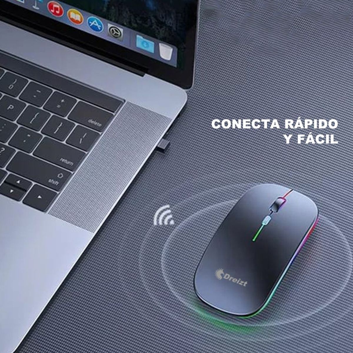 DREIZT - Mouse Inalámbrico Recargable LED RGB GR270024 Dreizt Negro