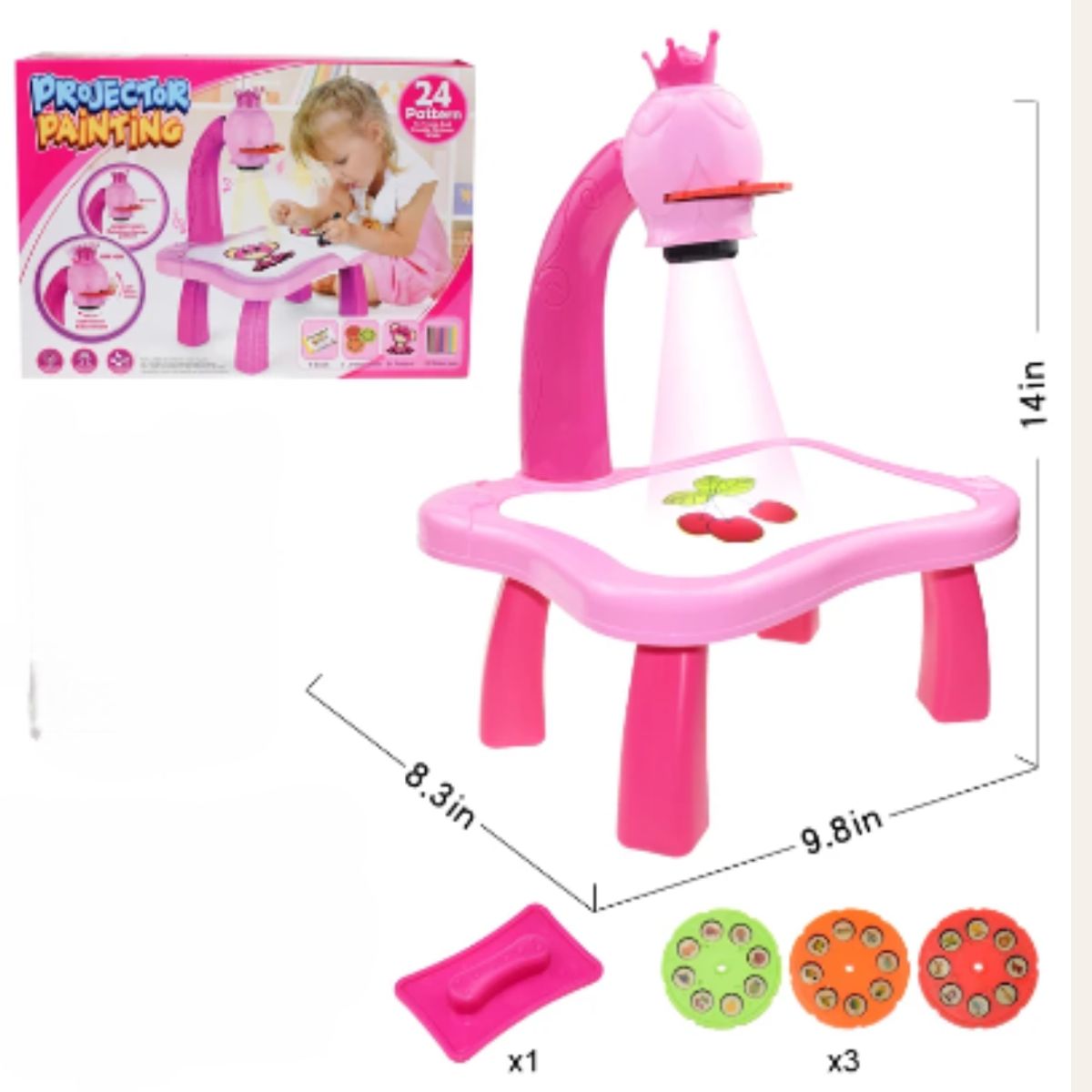 GENERAC - Pizarra Proyector de Dibujos Animados 3 en 1 rosado