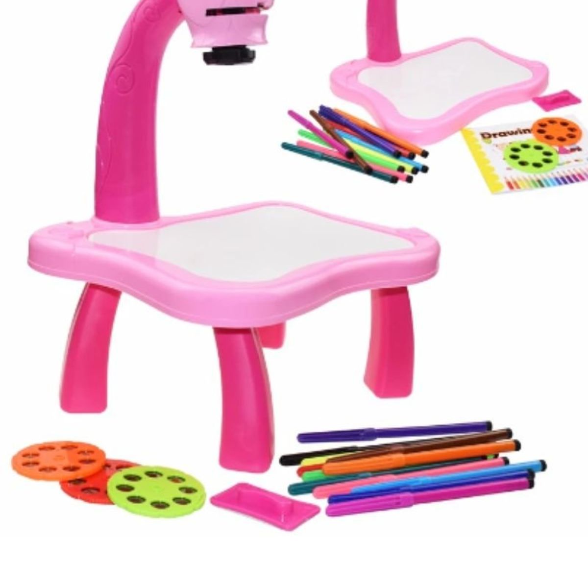 GENERAC - Pizarra Proyector de Dibujos Animados 3 en 1 rosado