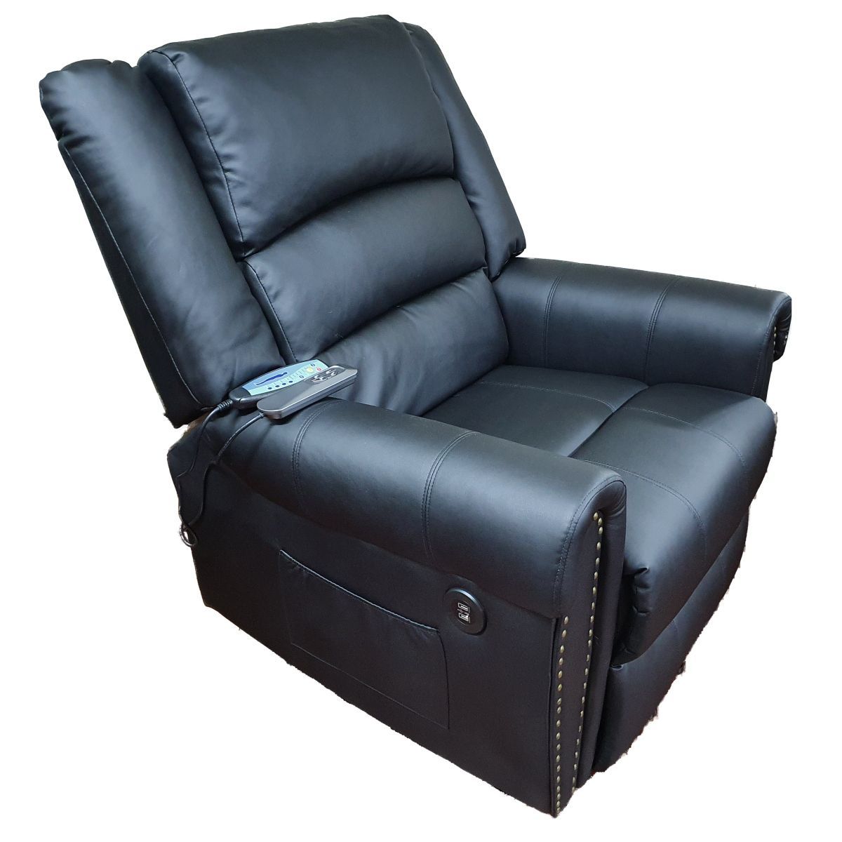 GENERICO - Sillon Reclinable Electrico Con Masajeador Y Puerto USB - Negro