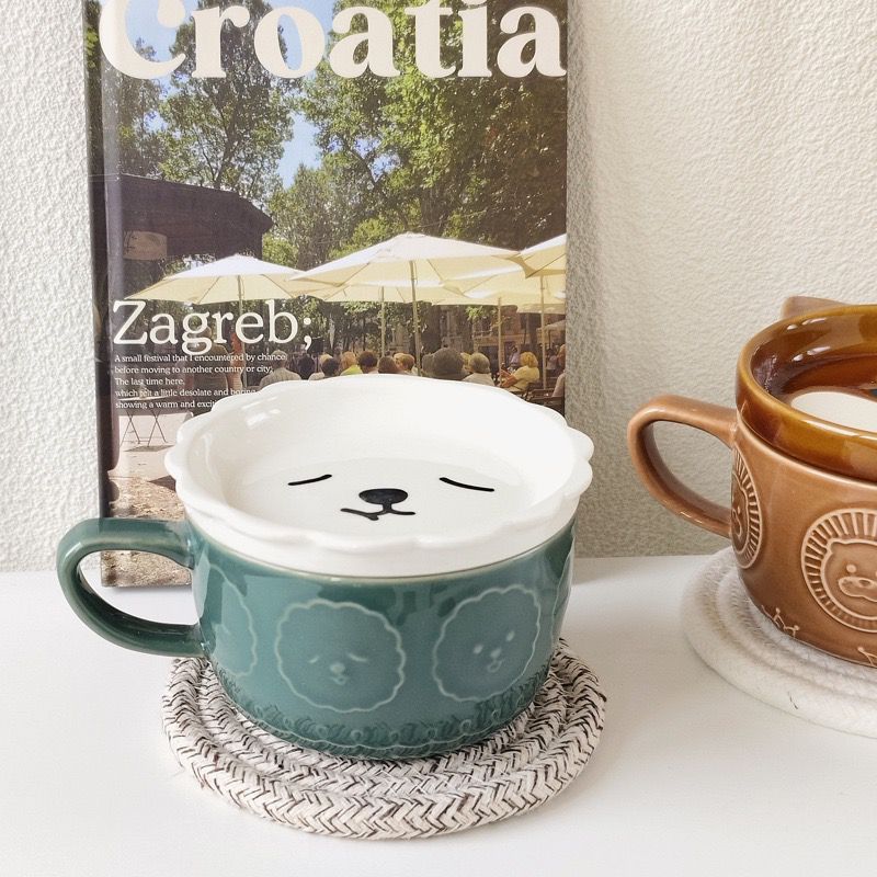 GENERICO - Taza De Cerámica Con Plato Alpaca Kawaii 300 ml