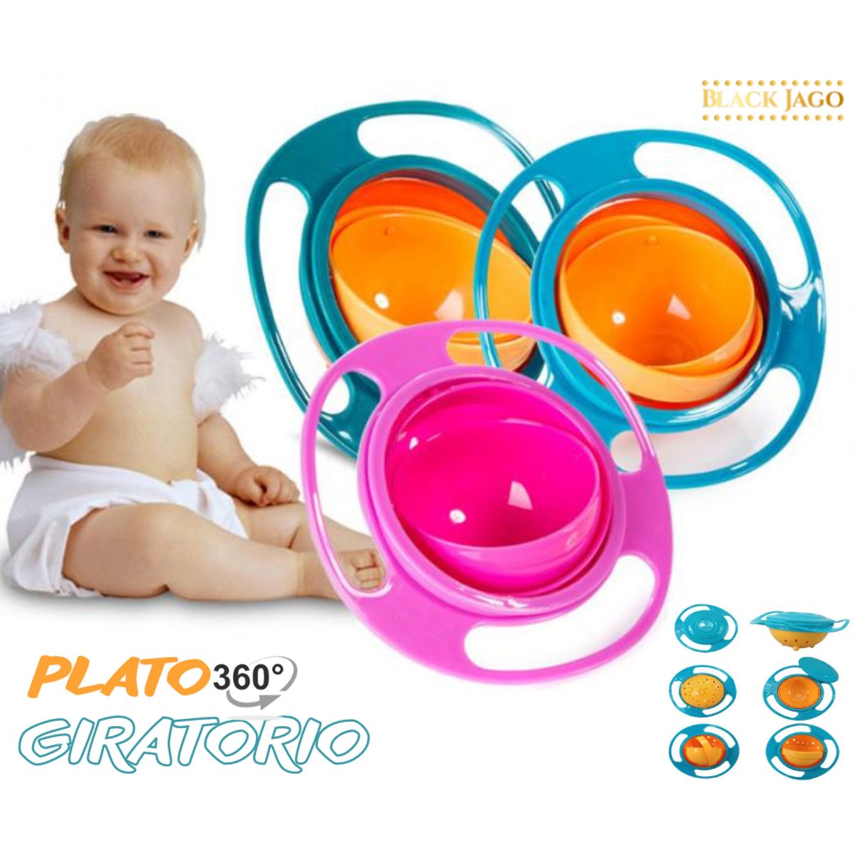 GENERICO - Plato giratorio Antiderrames para niños y bebes