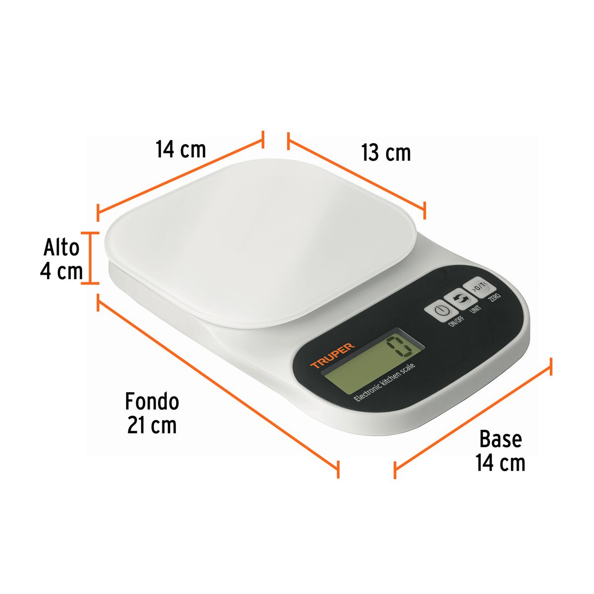 TRUPER - Balanza digital de cocina, vidrio 5 kg truper