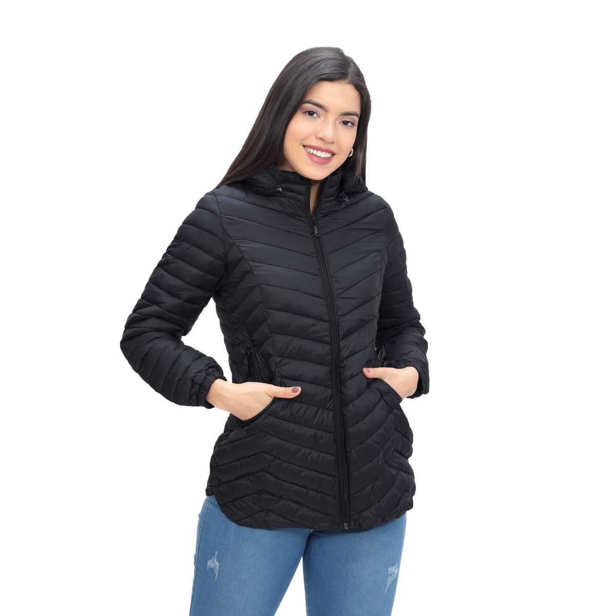 GENERICO - CASACA IMPERMEABLE CORTE PRINCESA DE MUJER - Negro