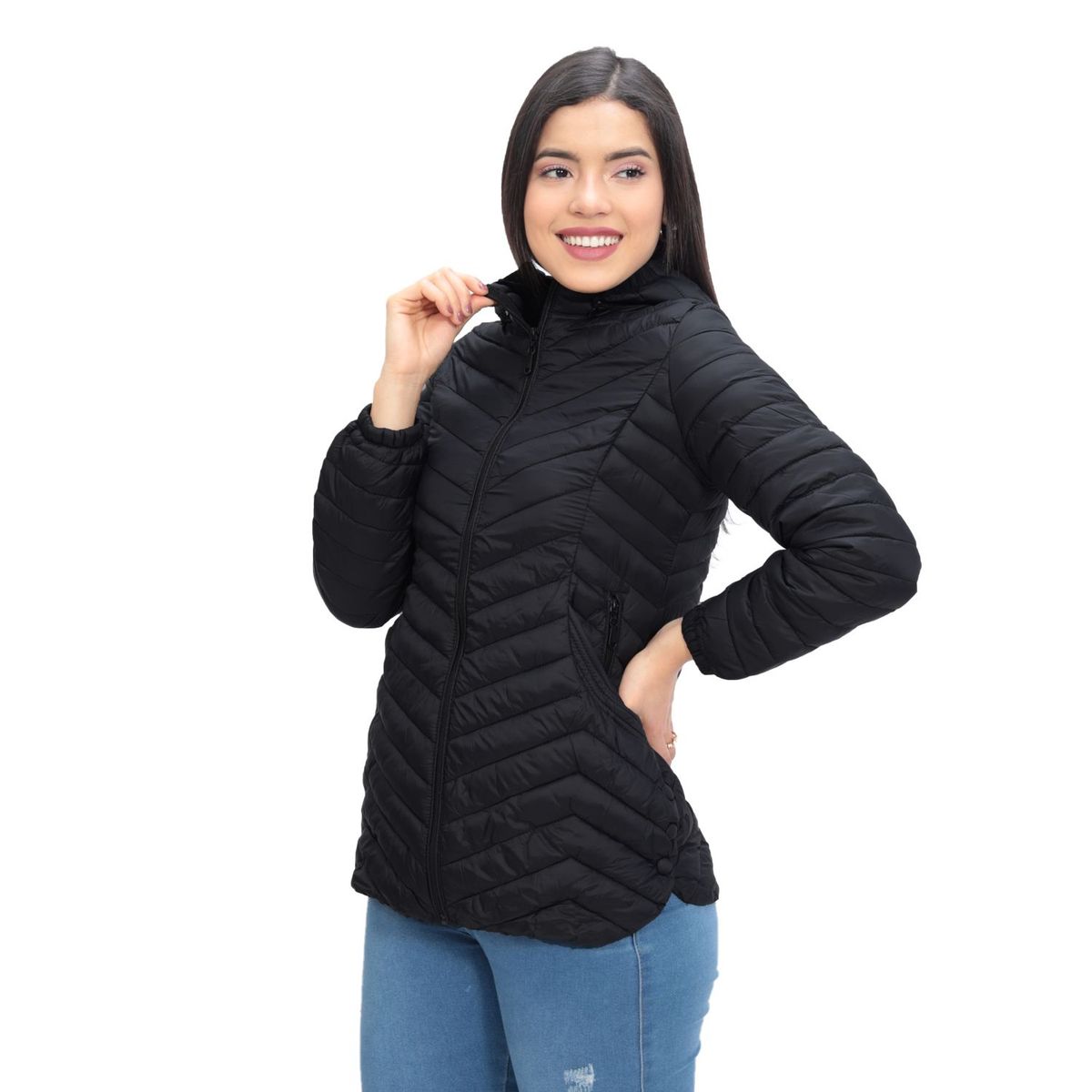 GENERICO - CASACA IMPERMEABLE CORTE PRINCESA DE MUJER - Negro