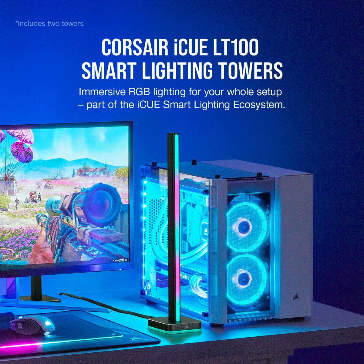 CORSAIR - Corsair Kit de Inicio de Torres Iluminación iCUE LT100 CD-9010002-NA