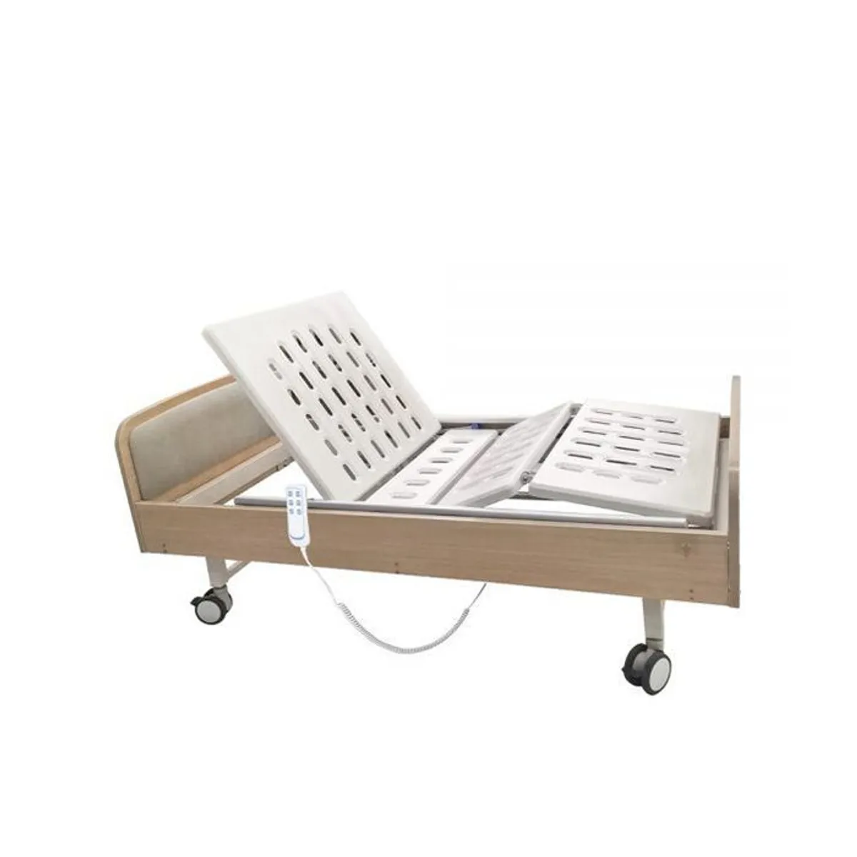 FIRST CARE - Catre Clínico Eléctrico 4 Posiciones Home Pro Madera