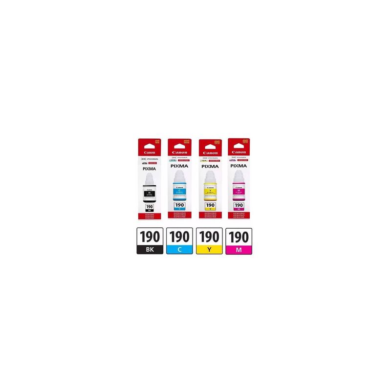 CANON - Botella de Tinta Canon GI-190 Pack de los 4 Colores Originales
