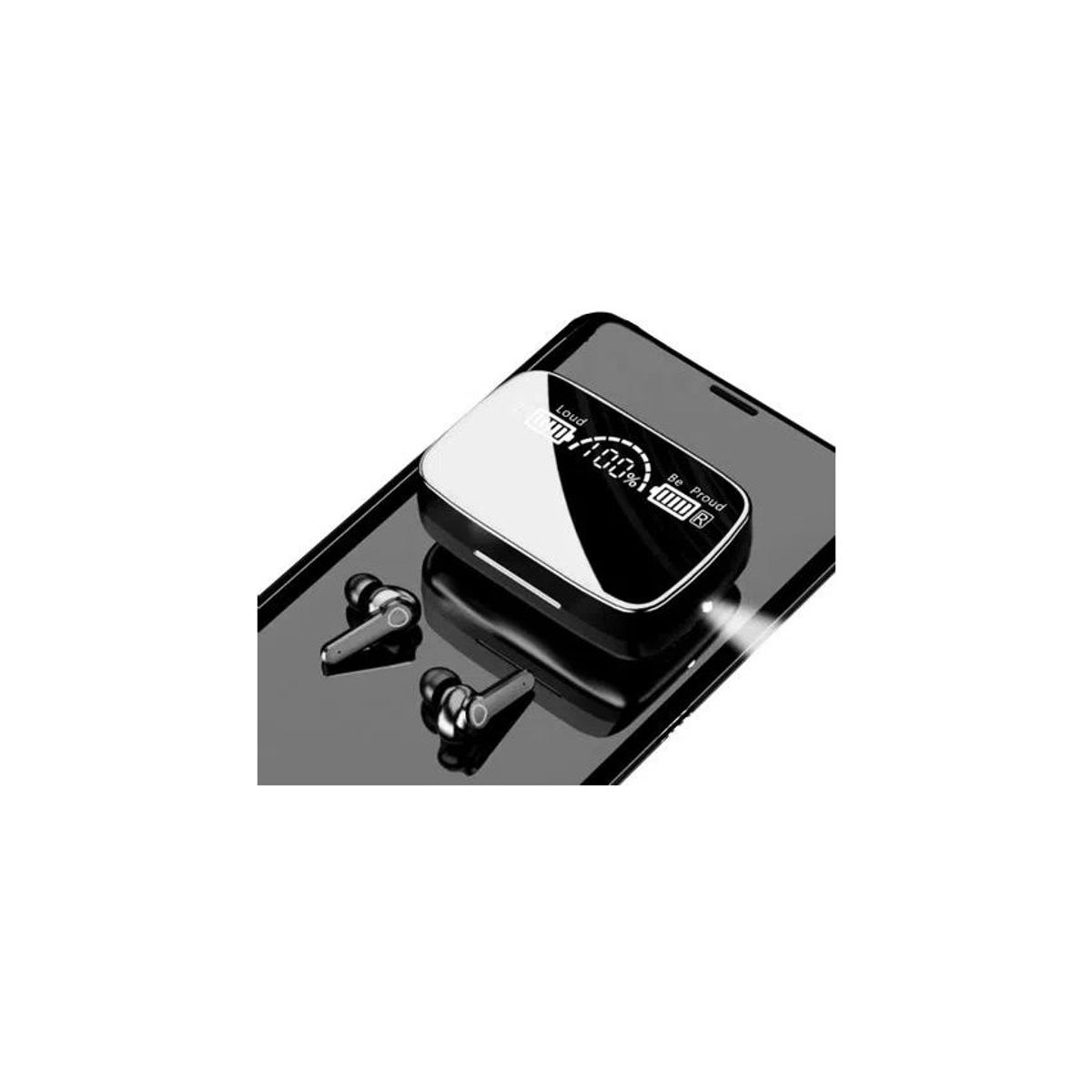 CLN TECH - Audífonos inalámbricos bluetooth m19 -con power bank  linterna NEGRO