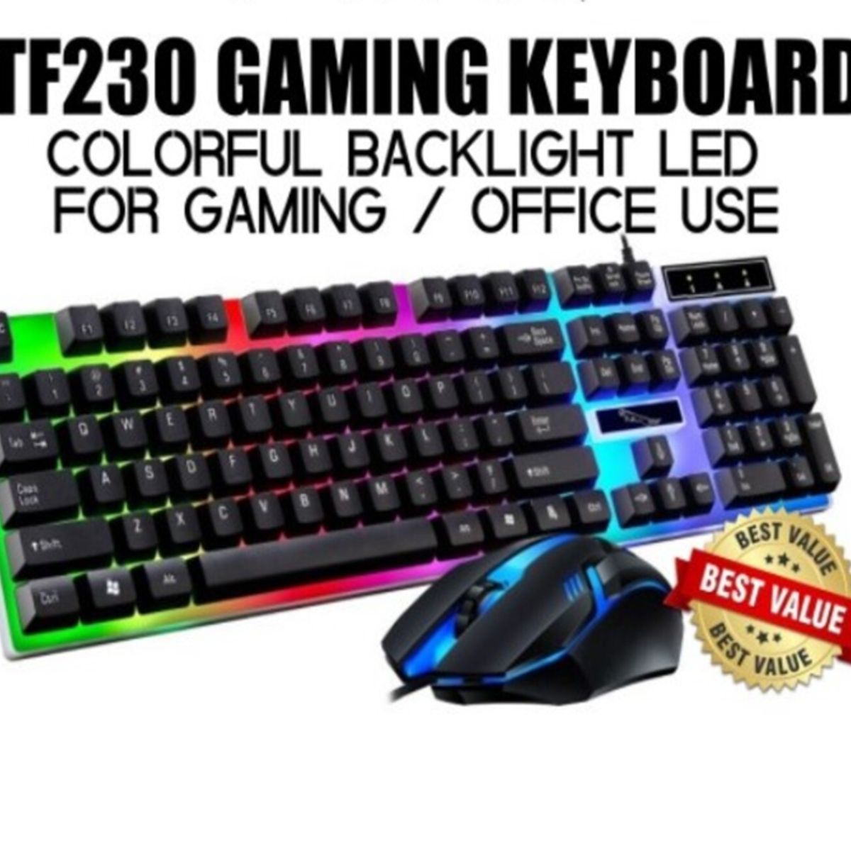 GENERICO - Teclado gamer rgb combo 2 en 1 , teclado + mouse.  tf230-T350