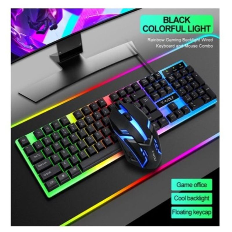 TWOLF - Teclado gamer rgb combo 2 en 1 , teclado + mouse.  tf230 - twolf