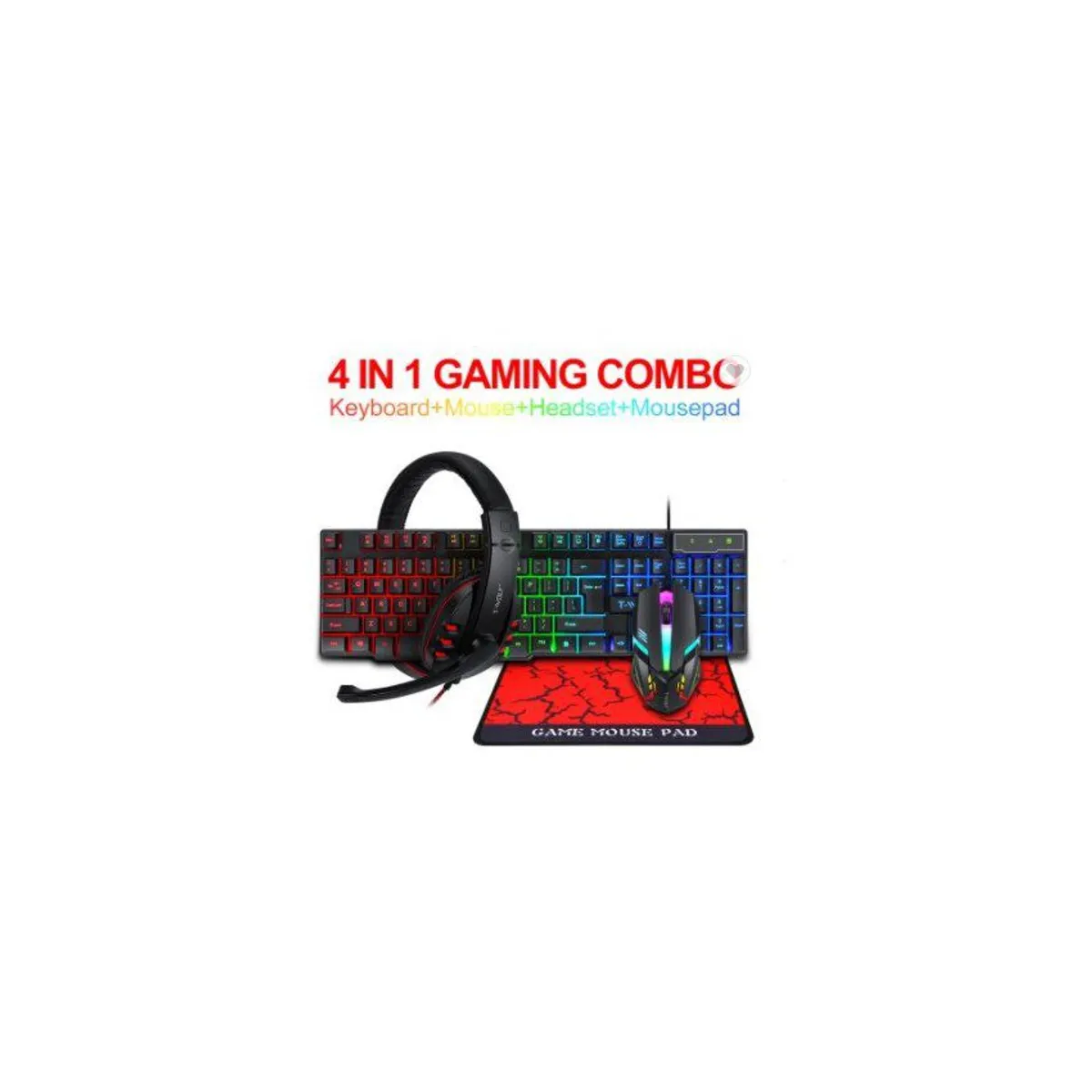 TWOLF - Combo gamer rgb 4en1 tecladomousemousepadaudífono twolf-tf800