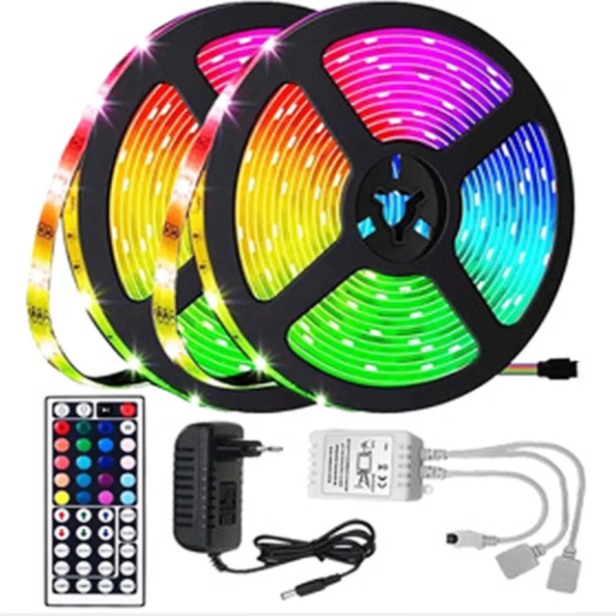 CLN TECH - Cinta led rgb 5050 x 5m + control remoto + fuente  kit completo