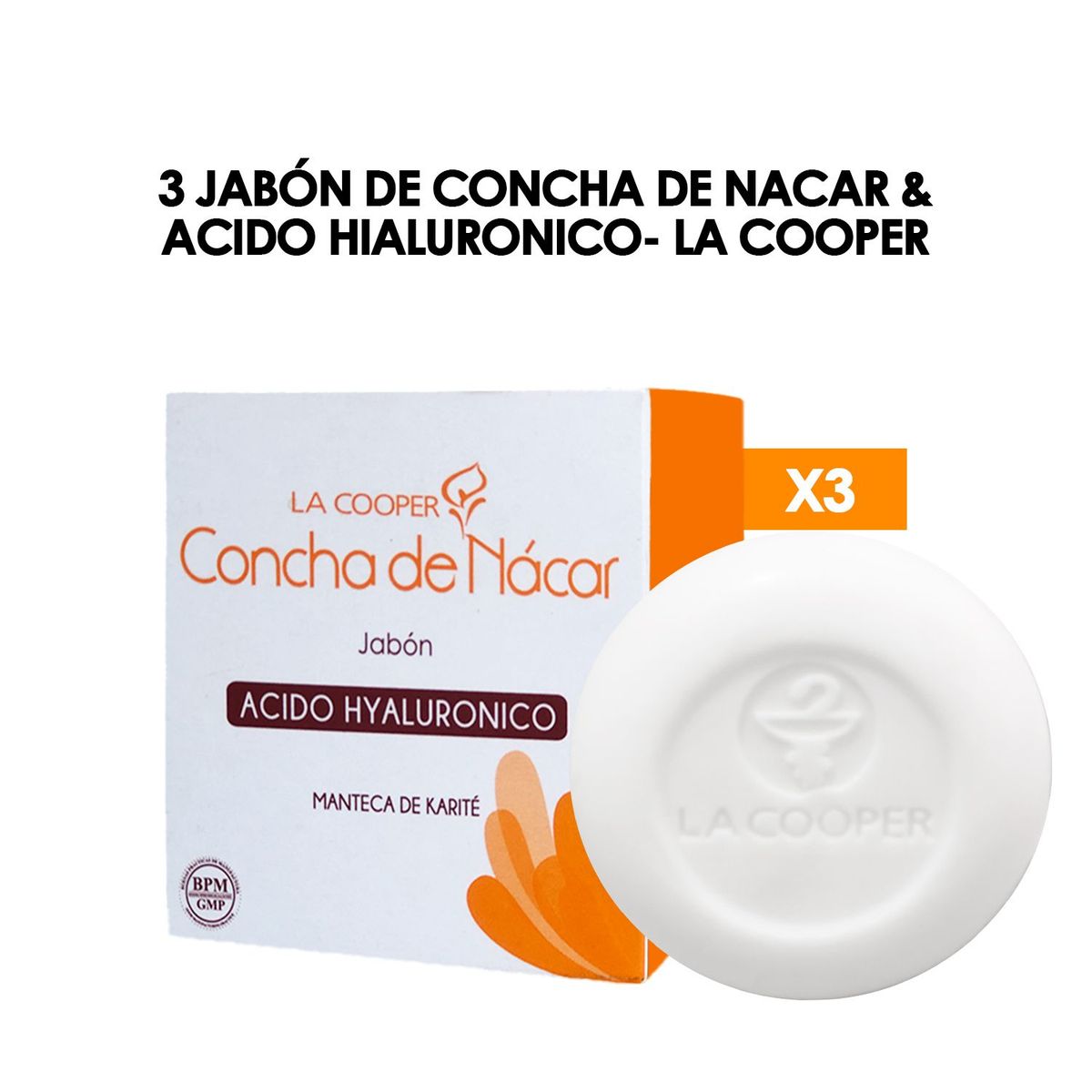 GENERICO - 3Jabón de Concha de Nacar  Acido Hialuronico- La Cooper.