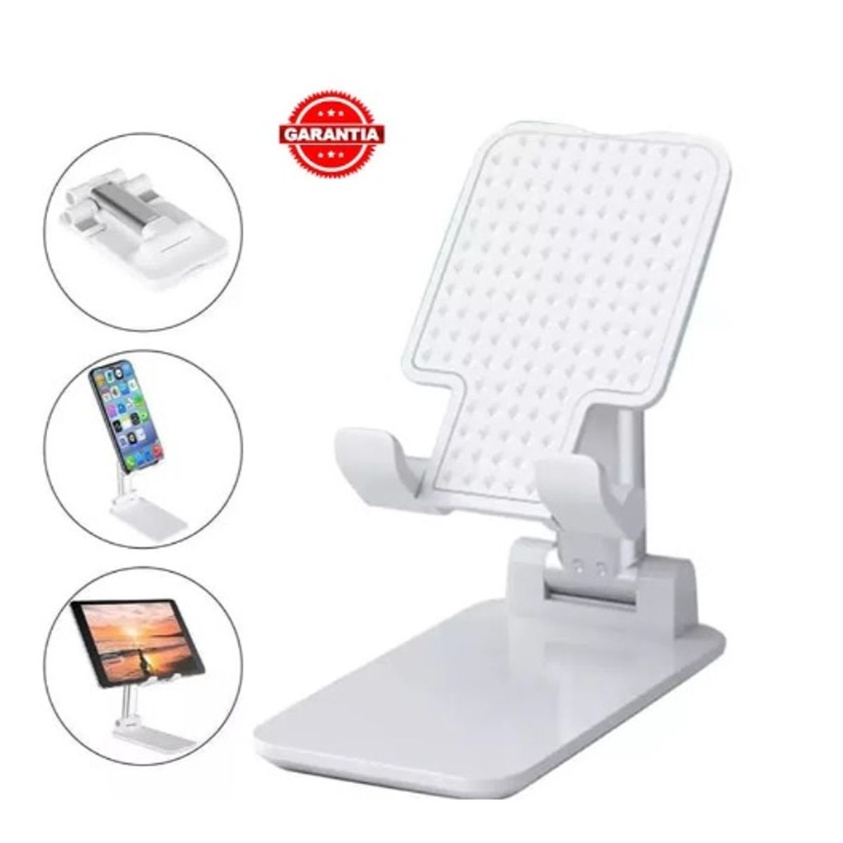 GENERICO - Soporte de Celular Tablet Escritorio Pantalla Regulable Plegable Portátil Oficina Blanco