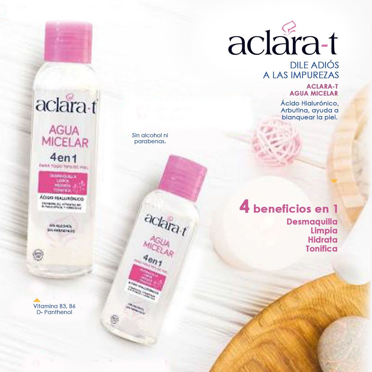 GENERICO - 2 Agua Micelar 4EN1 Aclara -T.