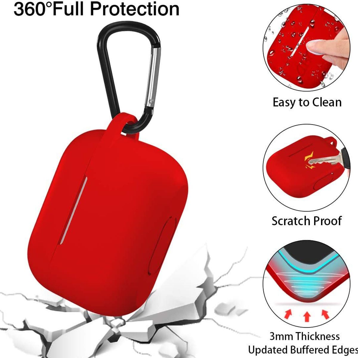 GENERICO - Case Protector de Silicona para Audífonos Airpods PRO - ROJO