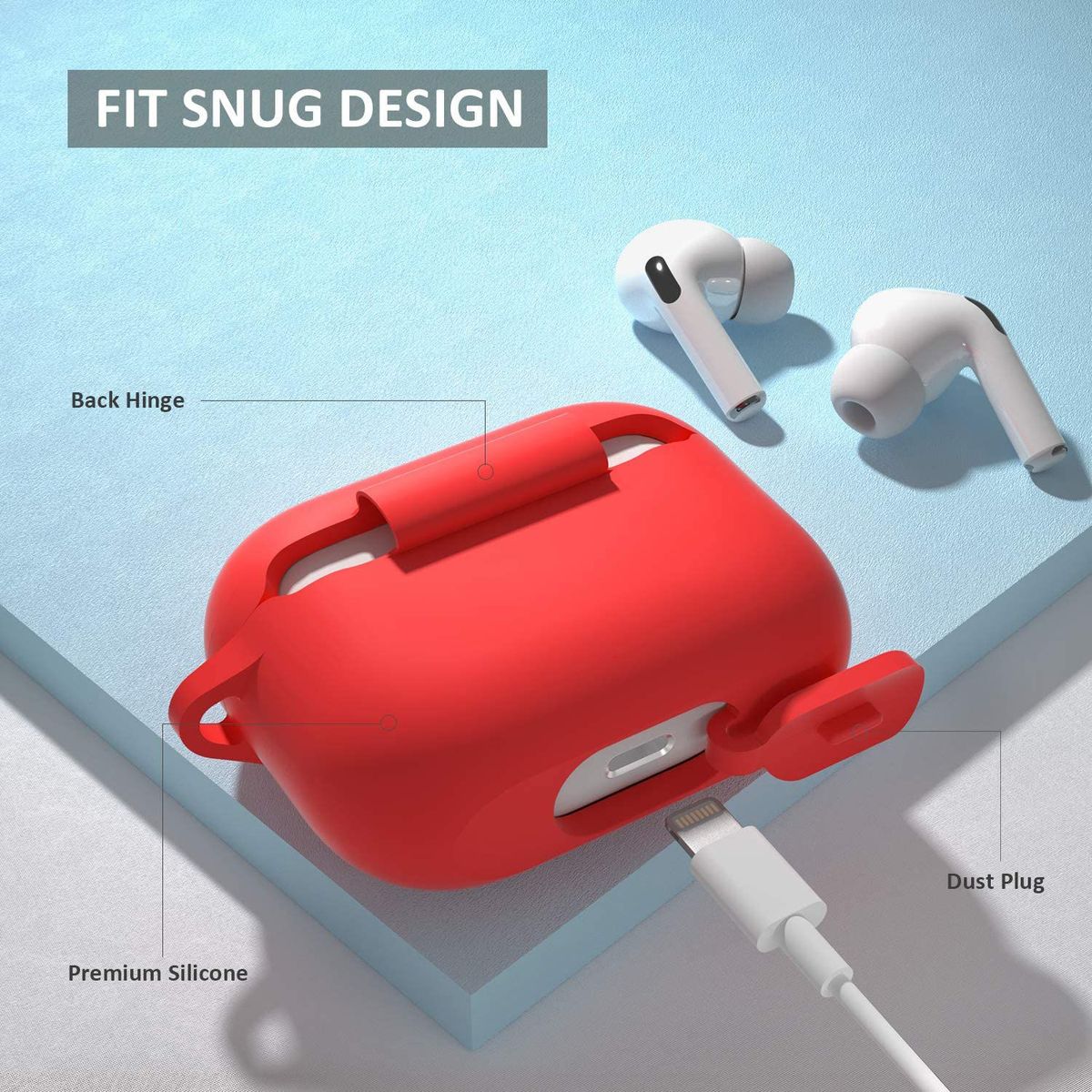 GENERICO - Case Protector de Silicona para Audífonos Airpods PRO - ROJO