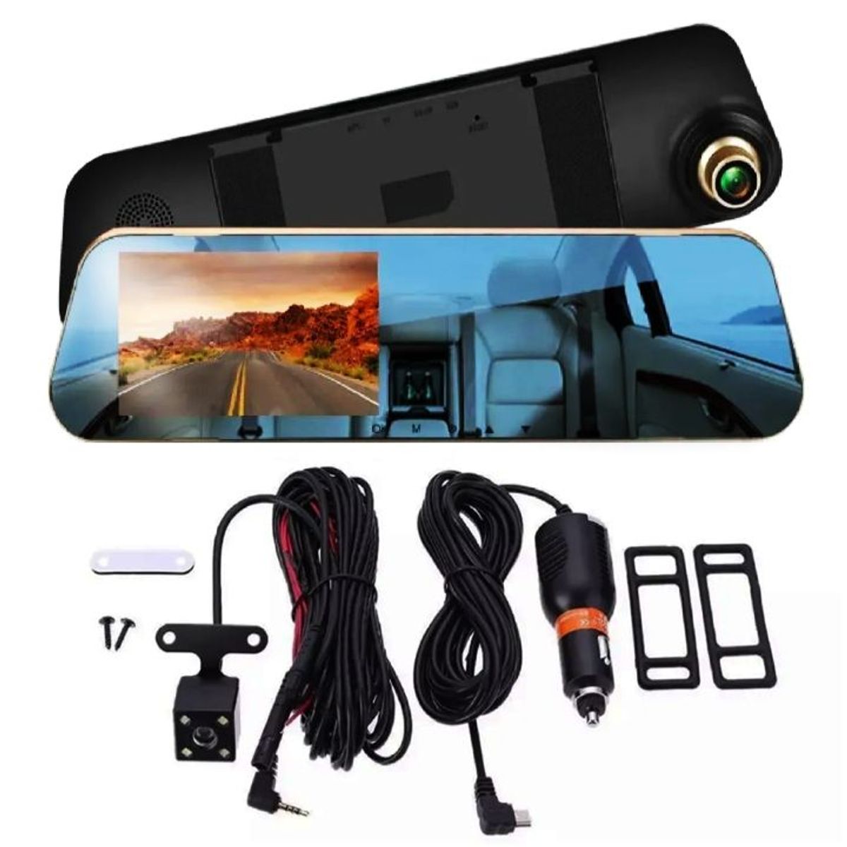 SEISA - Espejo Retrovisor DVR Cámara Doble FHD Visión Nocturna