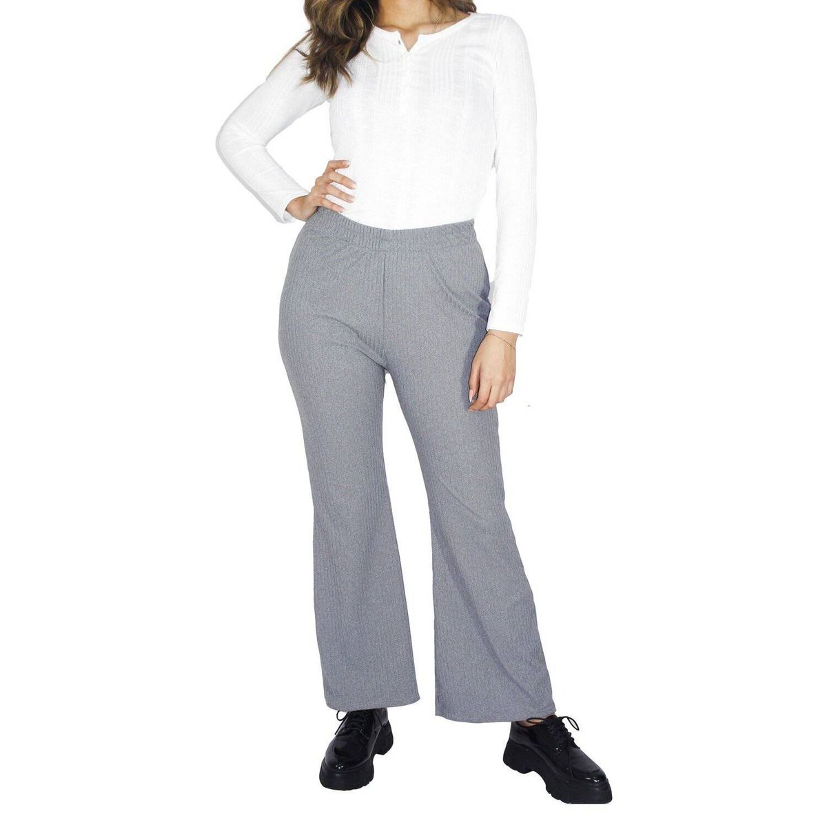 PYT - Pantalón Flare Algodón Rib Mujer