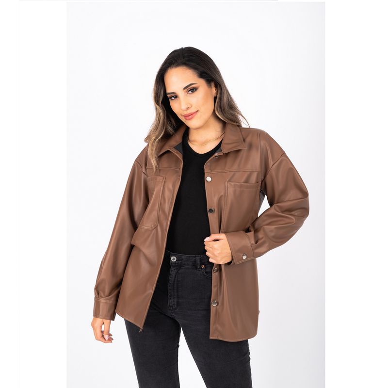 De Cuero Mujer Camisa Cuerina Combinar Camisas De Cuero Para Mujer - Main Image