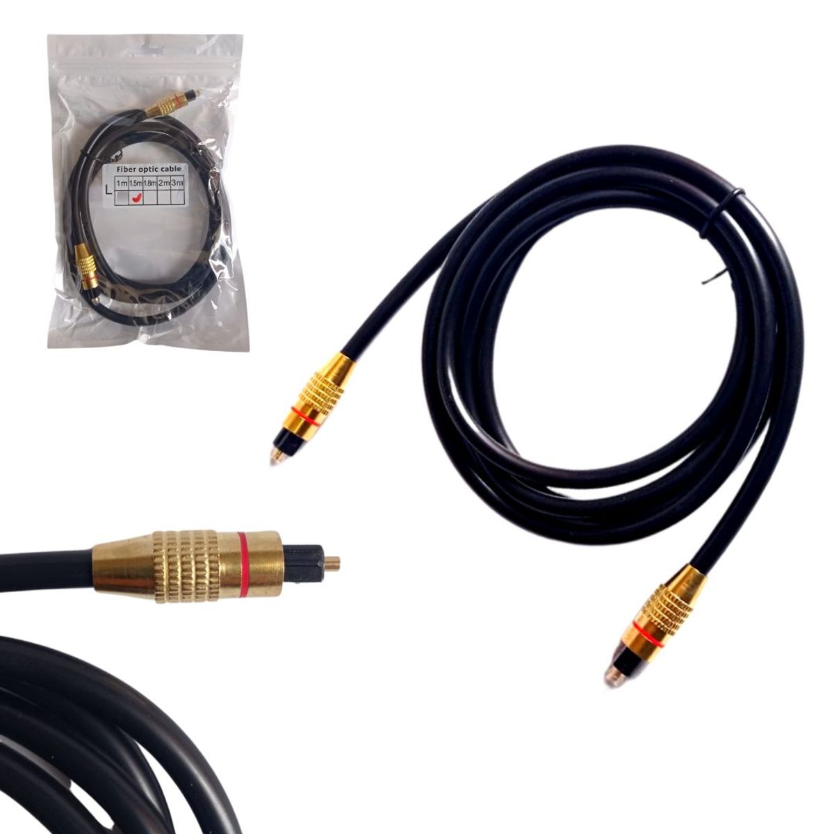 GENERICO - Cable Óptico Audio Digital De Fibra Óptica Toslink 1.5 mt Dorado