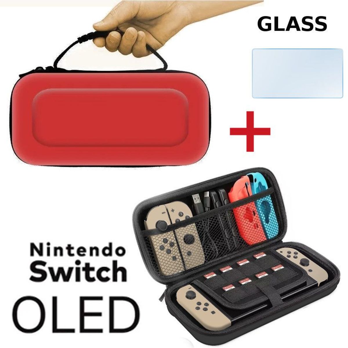 GENERICO - Case Viajero Transportador Nintendo Switch OLED 2021 Cristal templado