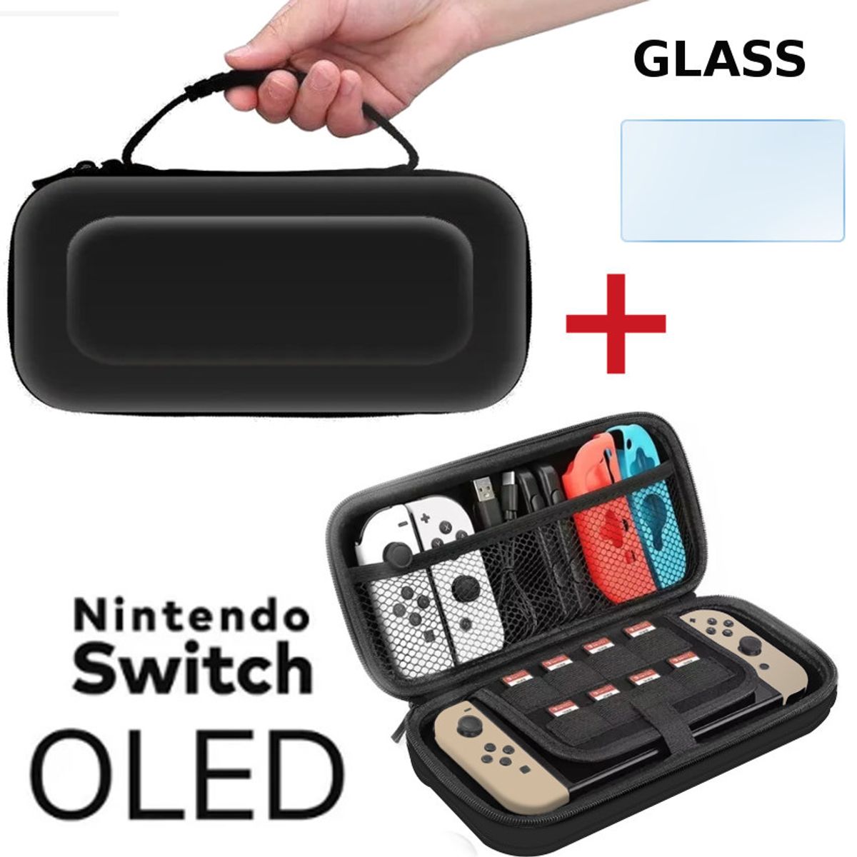GENERICO - Case Viajero Transportador Nintendo Switch OLED Cristal templado