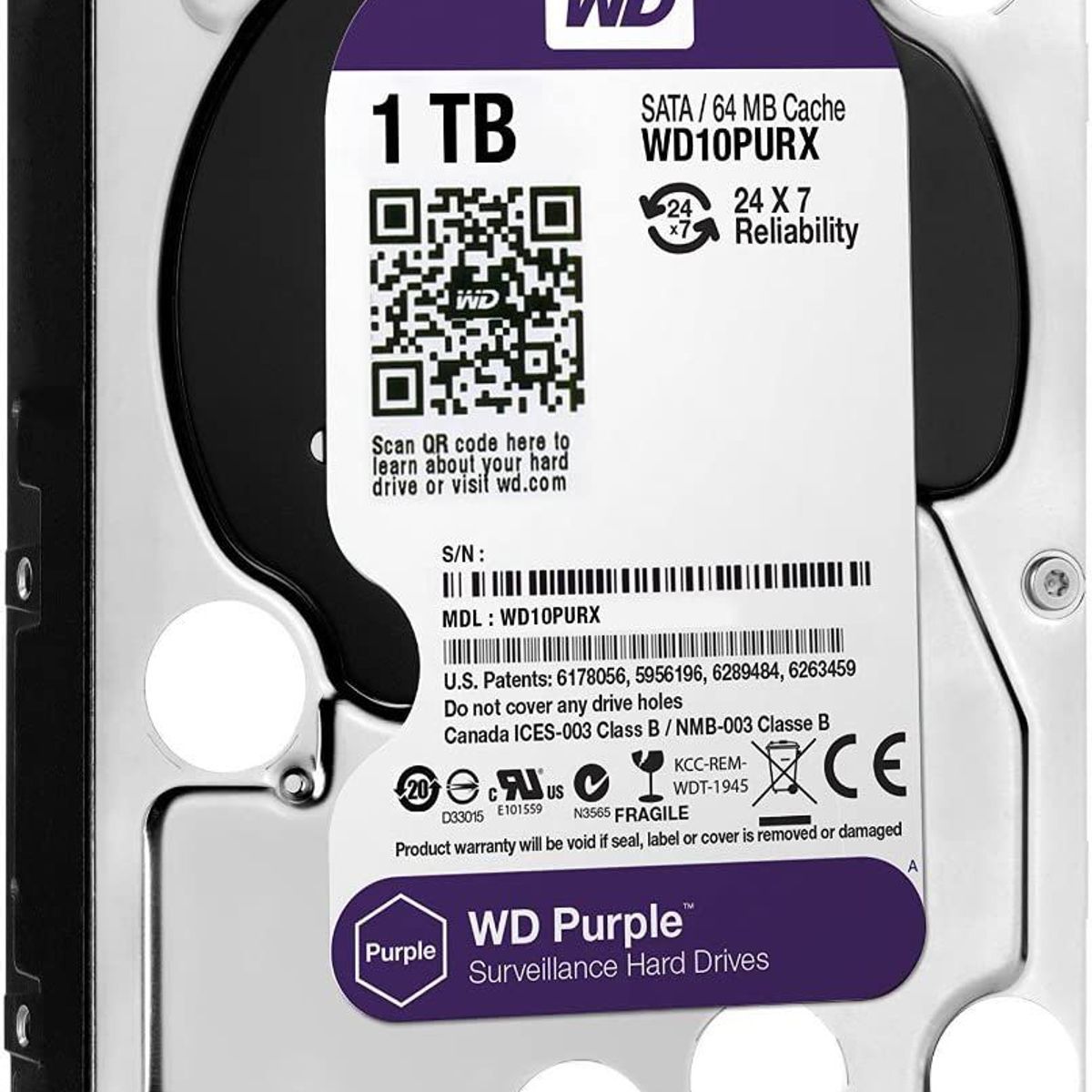WESTER DIGITAL - DISCO DURO  1TB PURPLE/6GBS SATA 7200