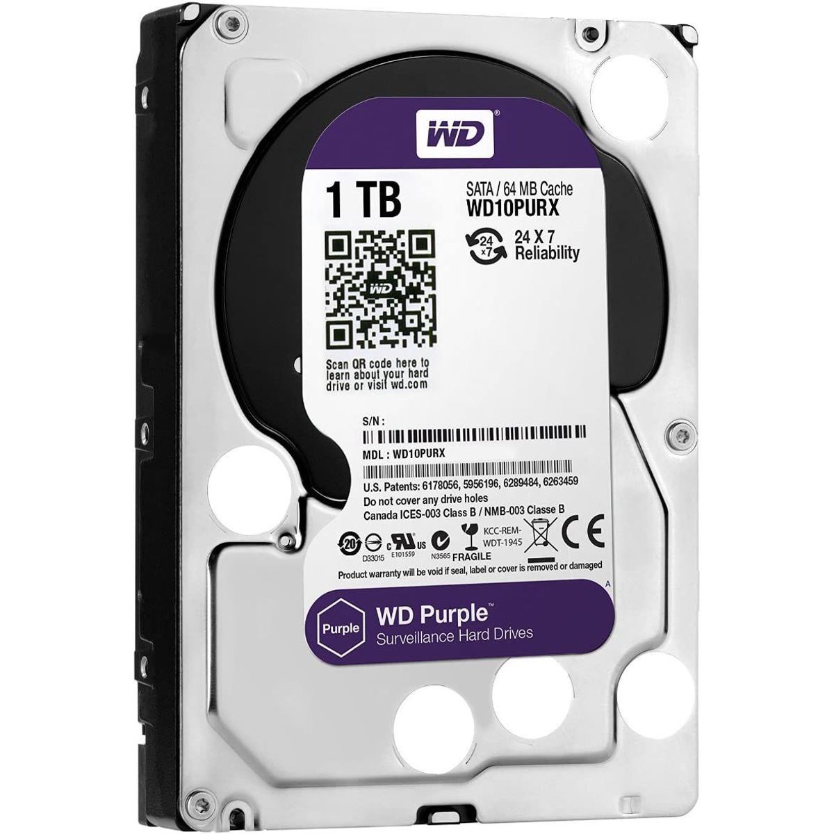 WESTER DIGITAL - DISCO DURO  1TB PURPLE/6GBS SATA 7200