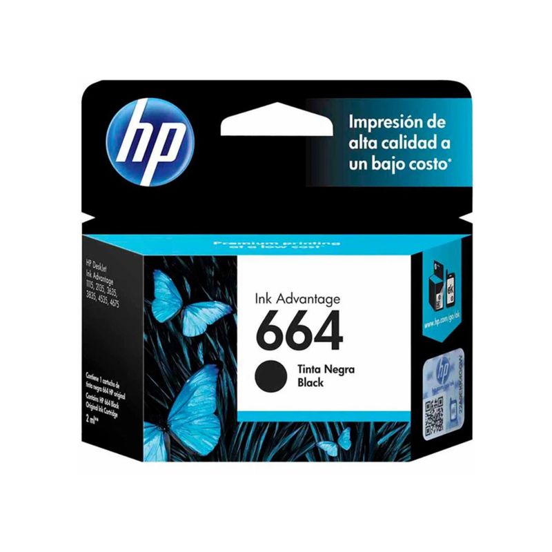 HP - Cartucho de Tinta HP F6V29AL 664 Negro Original
