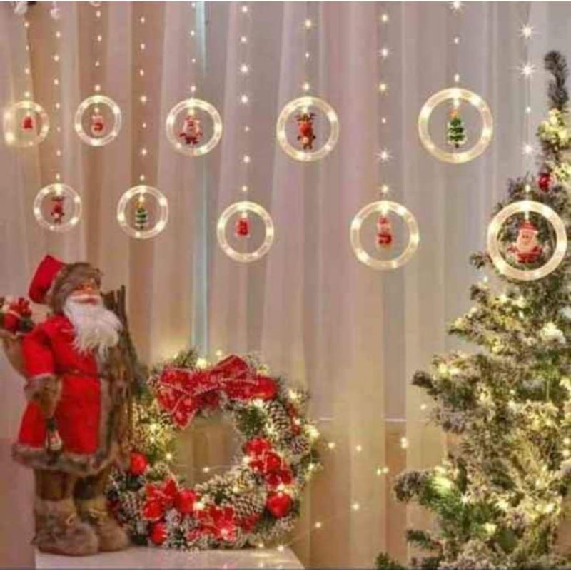 GENERICO - CORTINA  CASCADA LUCES NAVIDEÑAS GIRNALDAS TIPO AROS