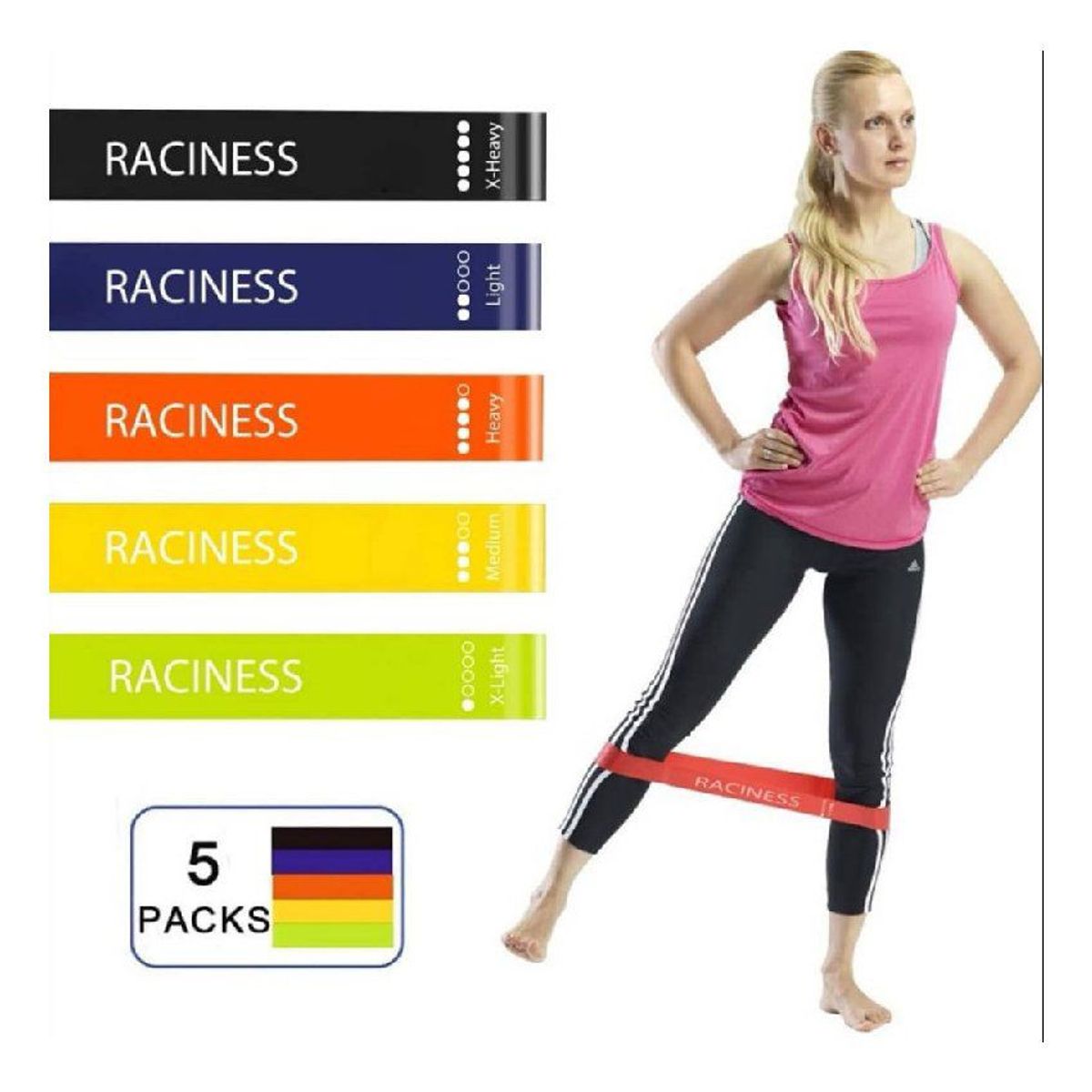 GENERICO - Bandas  cerradas set 5 resistencias raciness - ligas latex