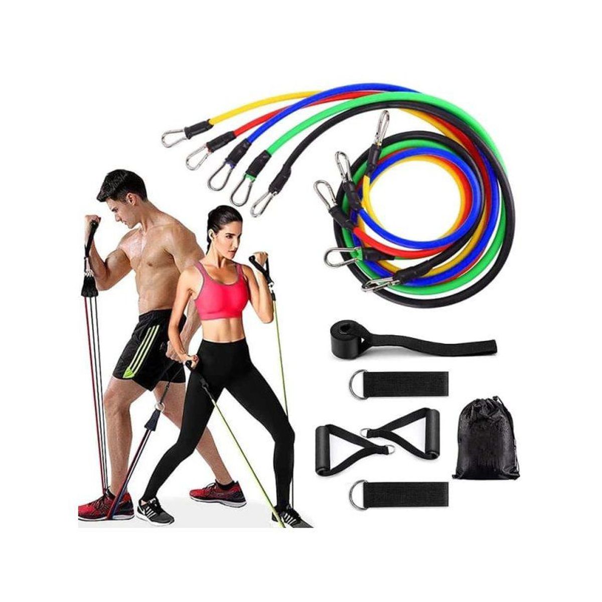 GENERICO - Set de 5 ligas resistencia elástica ejercicios pilates gym