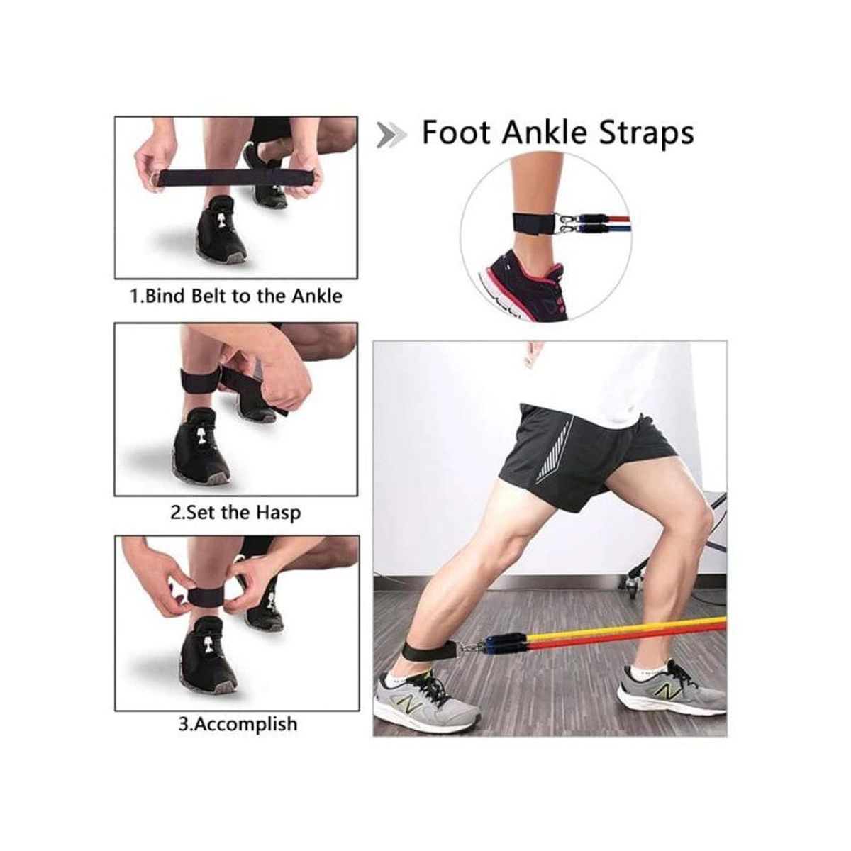 GENERICO - Set de 5 ligas resistencia elástica ejercicios pilates gym