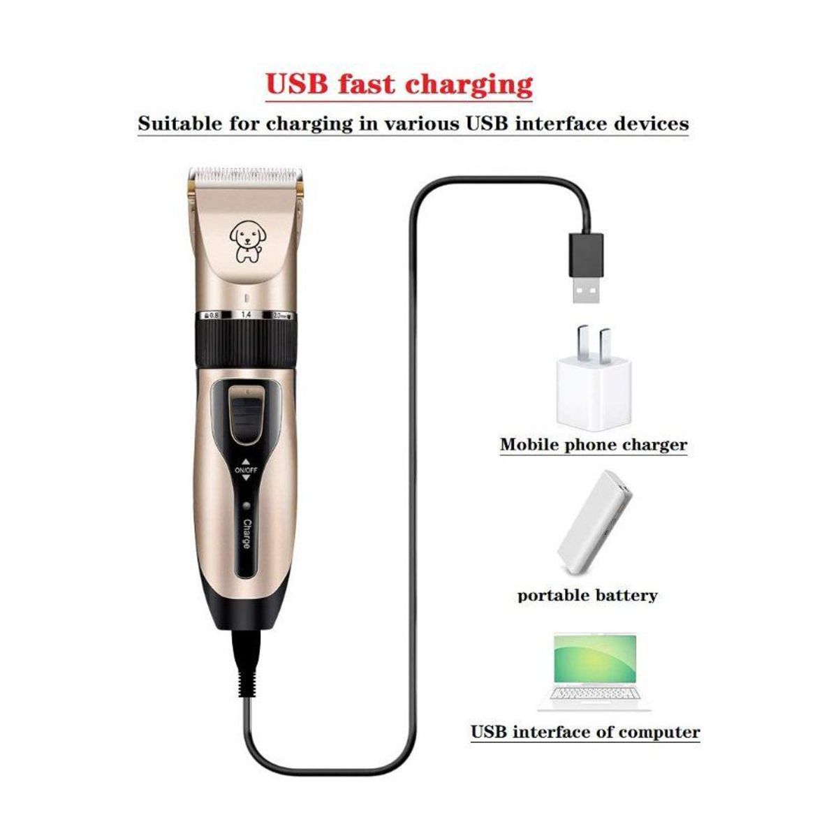 GENERICO - Maquina corta pelo mascota perro inalámbrica lima y cortaúña