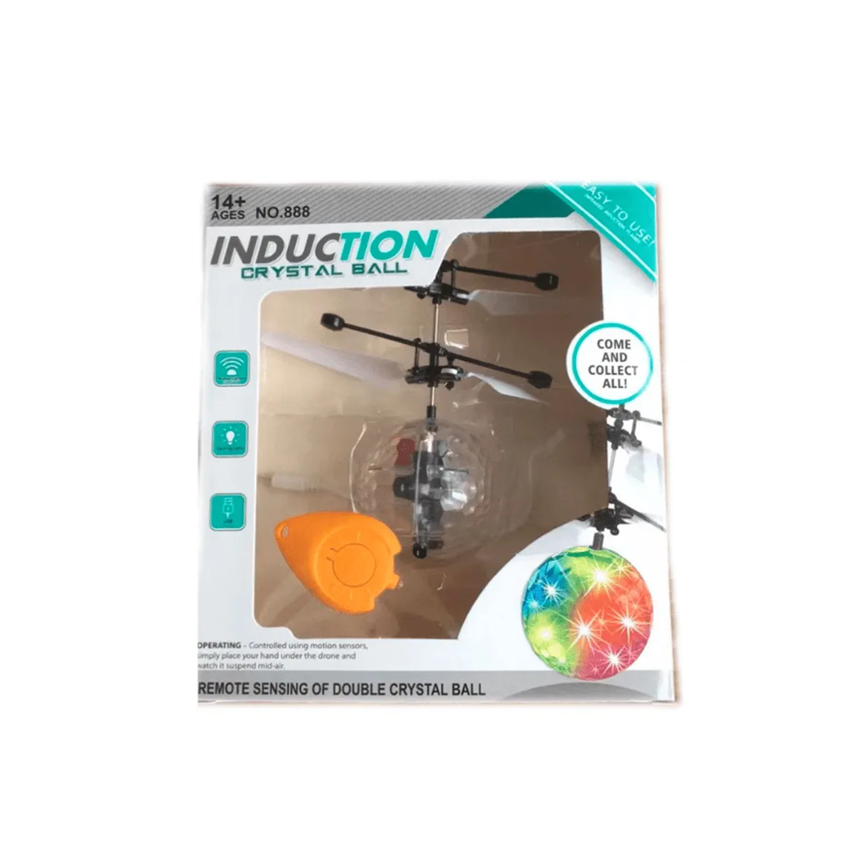 GENERICO - Mini Helicóptero -Esfera con Luces y sensor de movimiento