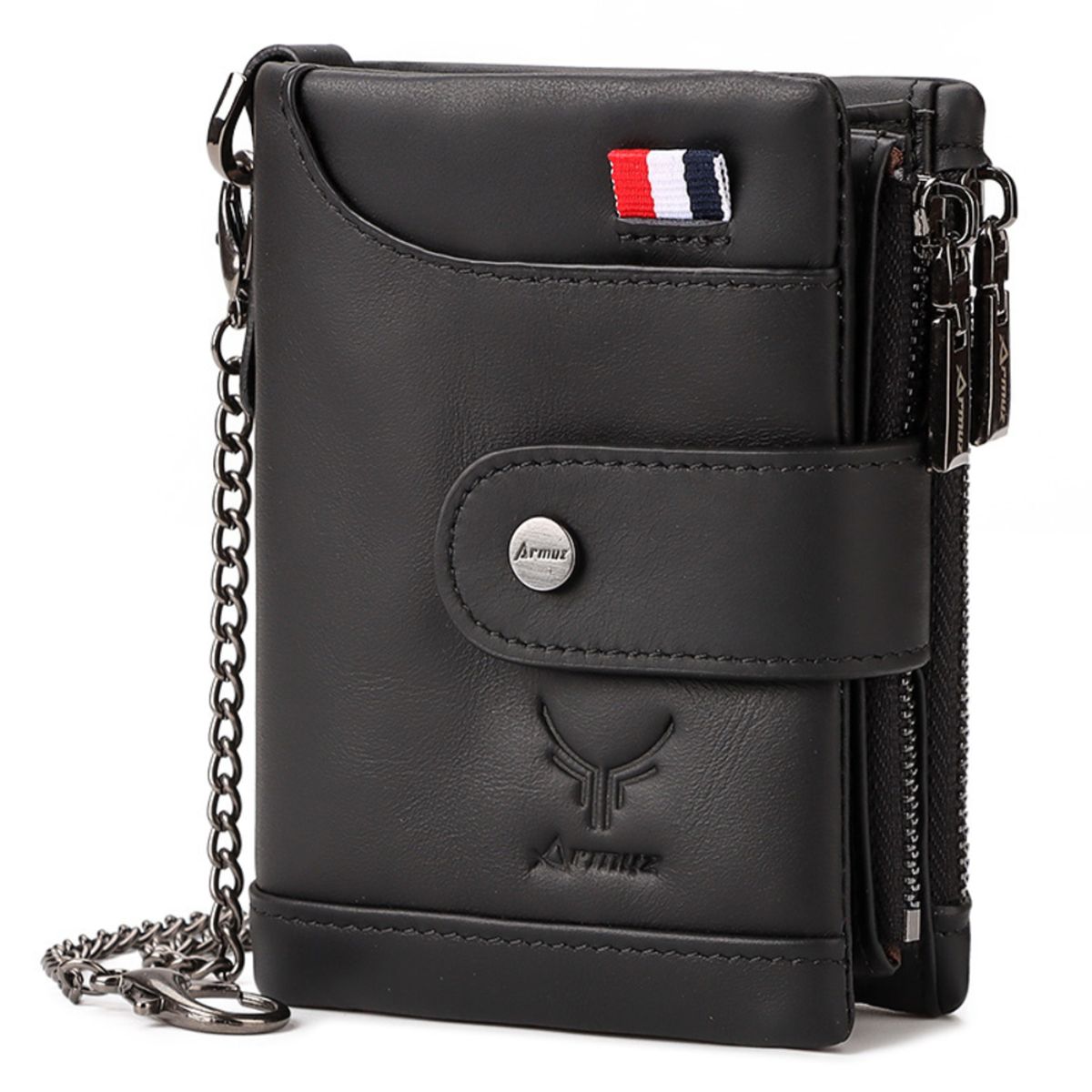 ARMUZ - Billetera de Cuero Vacuno NOVI AR03 con RFID y Cadena