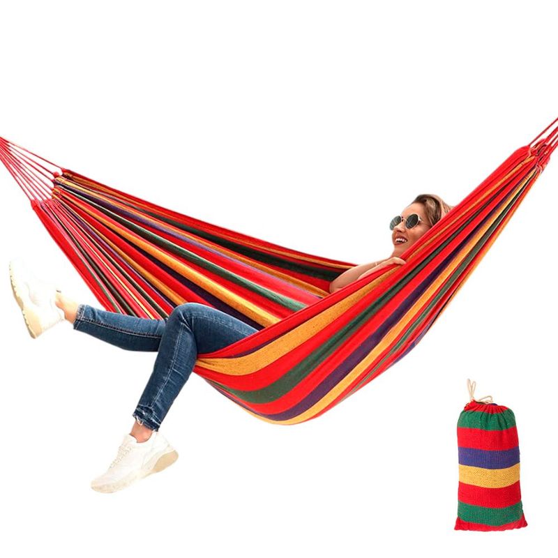 KELLER - Hamaca Colgante Rayas Multicolor con Funda Portátil