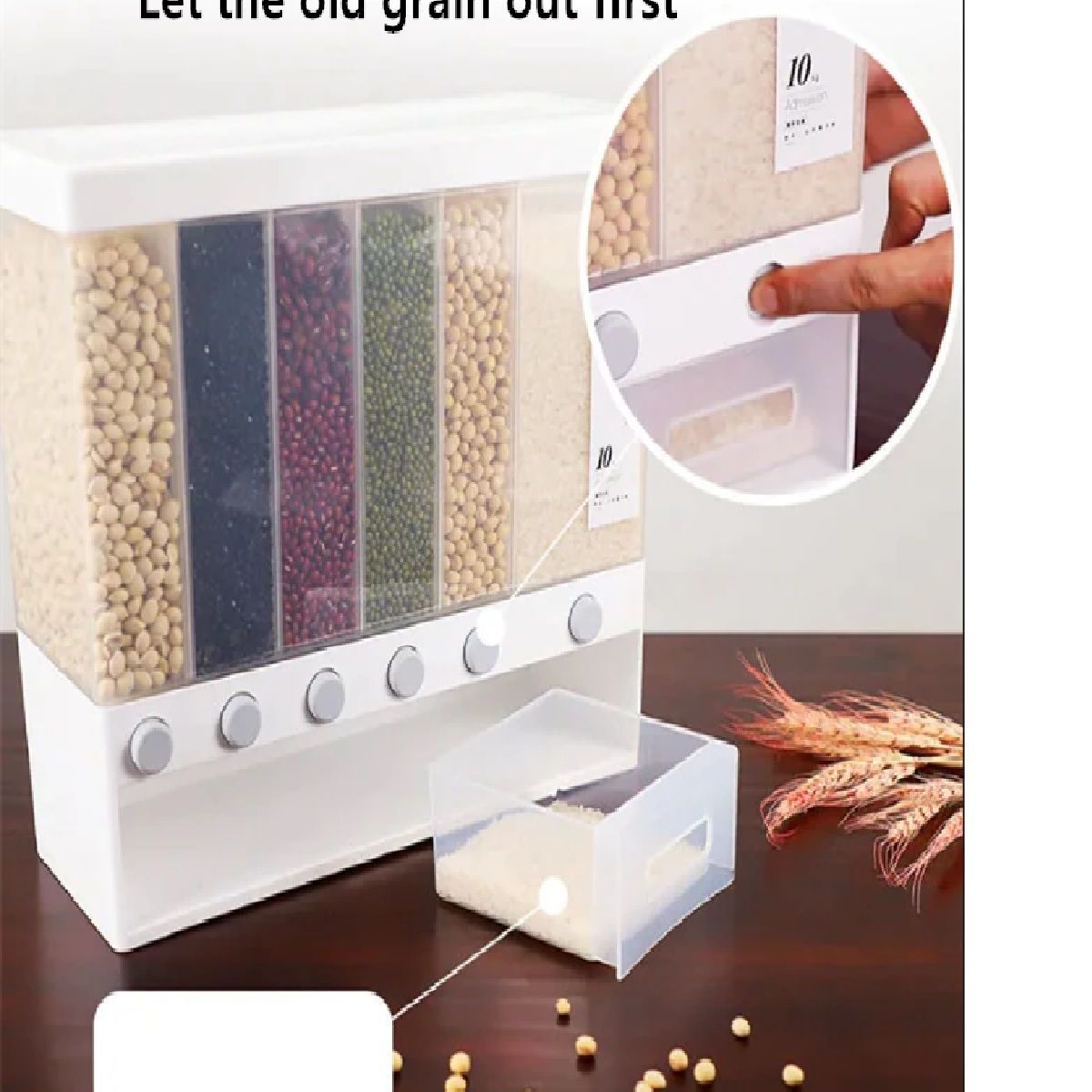 GENERICO - Dispensador de Menestras y Cereales de 10 kg Organizador de Cocina