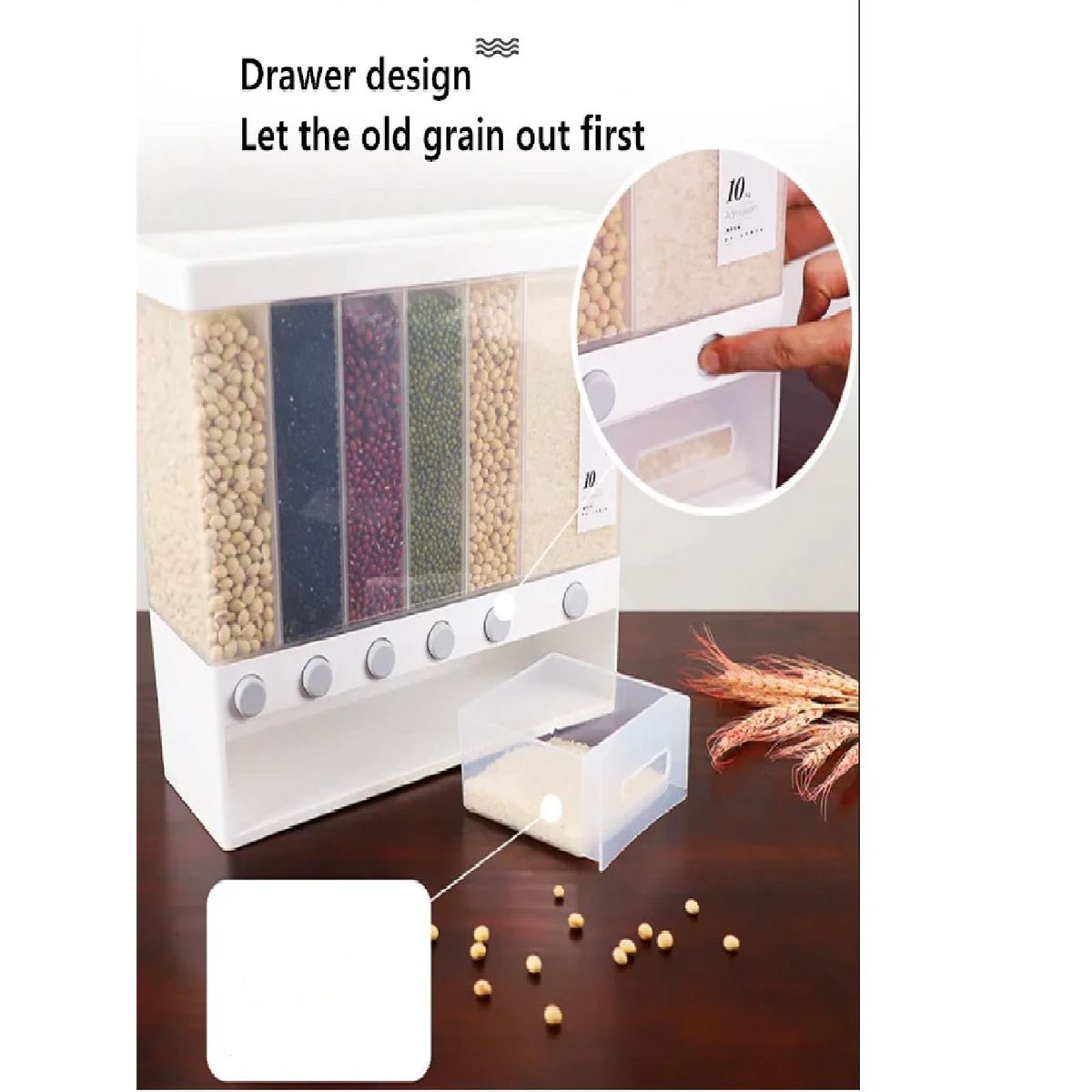 GENERICO - Dispensador de Menestras y Cereales de 10 kg Organizador de Cocina