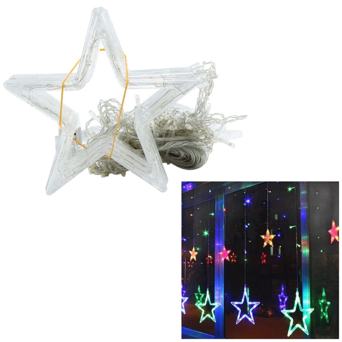OEM - Cortina Cadena LED 3m Luz multicolor Navideño Estrellas