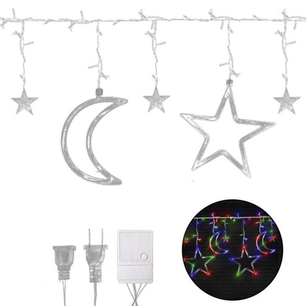 OEM - Cortina Cadena LED 3m Luz multicolor Navideño Luna