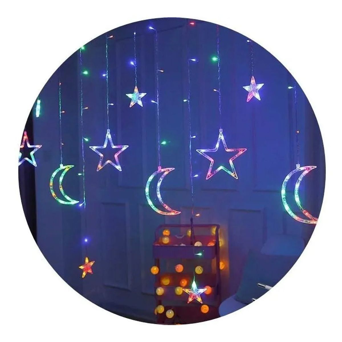 OEM - LED Decorativos RGB de 3m Estrellas  y Luna Cortinas Navideñas
