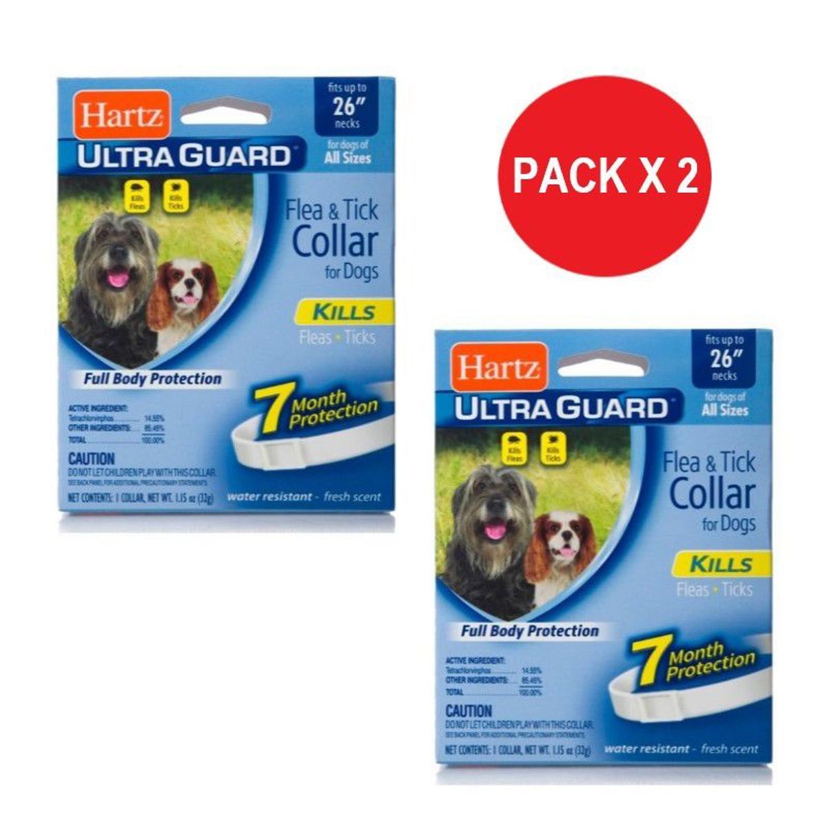 HARTZ - Hartz Ultra Guard Collar Antipulgas Perros Adultos Pack x 2