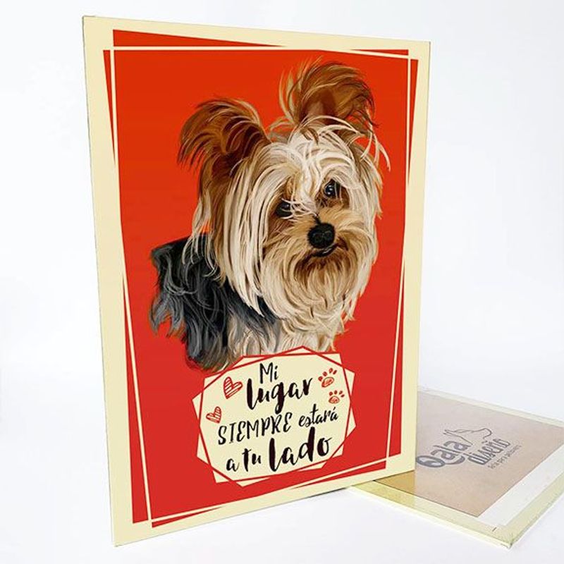 QALA DISEÑO - Cuadro Decorativo - Qala Diseño - Perro Yorkie - 30x225 cms Yorkshire