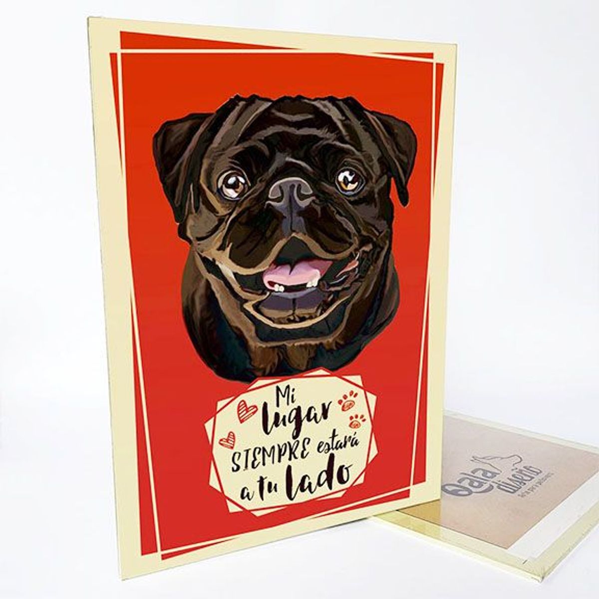 QALA DISEÑO - Cuadro Decorativo - Qala Diseño - Perro Pug N - 30x225 cms