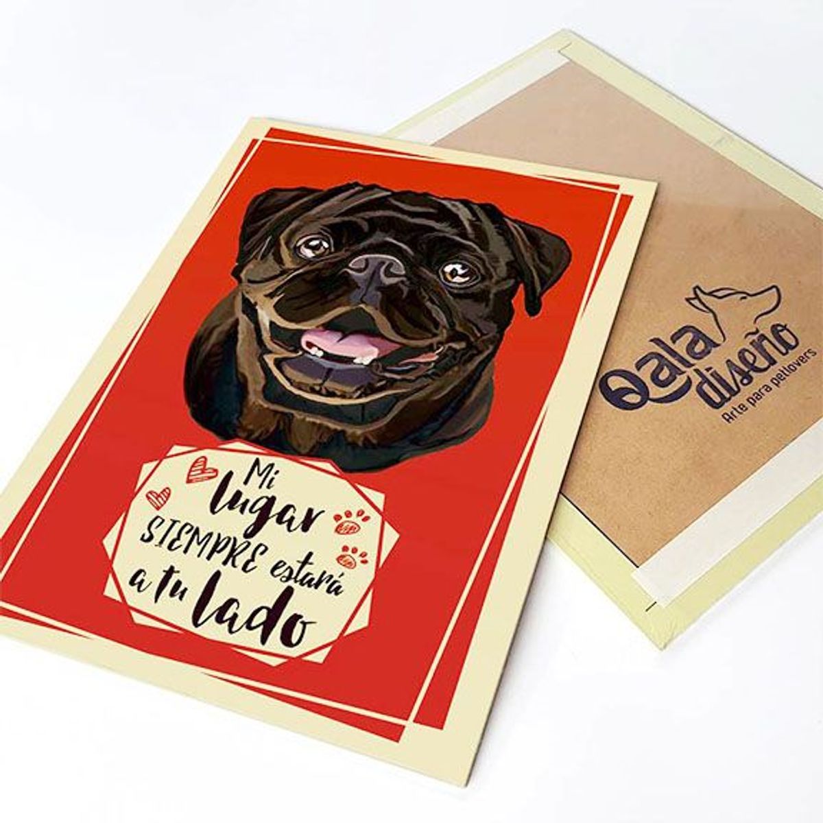 QALA DISEÑO - Cuadro Decorativo - Qala Diseño - Perro Pug N - 30x225 cms
