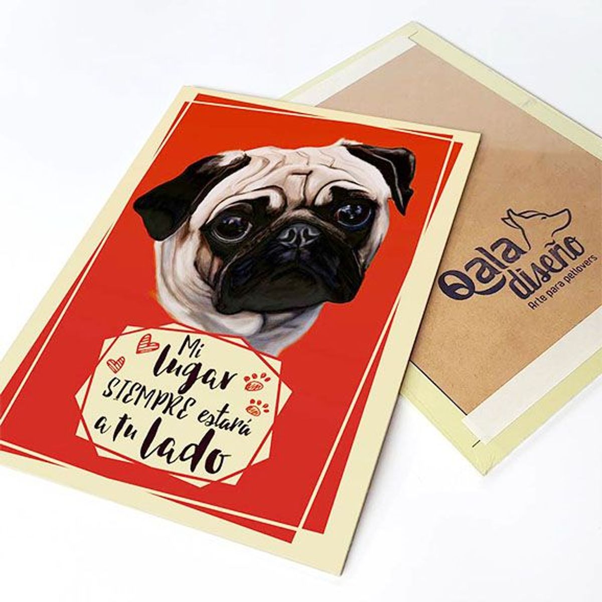QALA DISEÑO - Cuadro Decorativo - Qala Diseño - Perro Pug - 30x225 cms