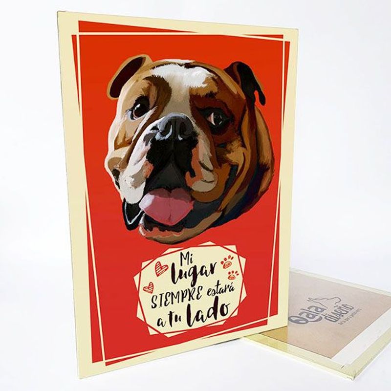 QALA DISEÑO - Cuadro Decorativo - Qala Diseño - Perro Bulldog Inglés - 30x225 cms